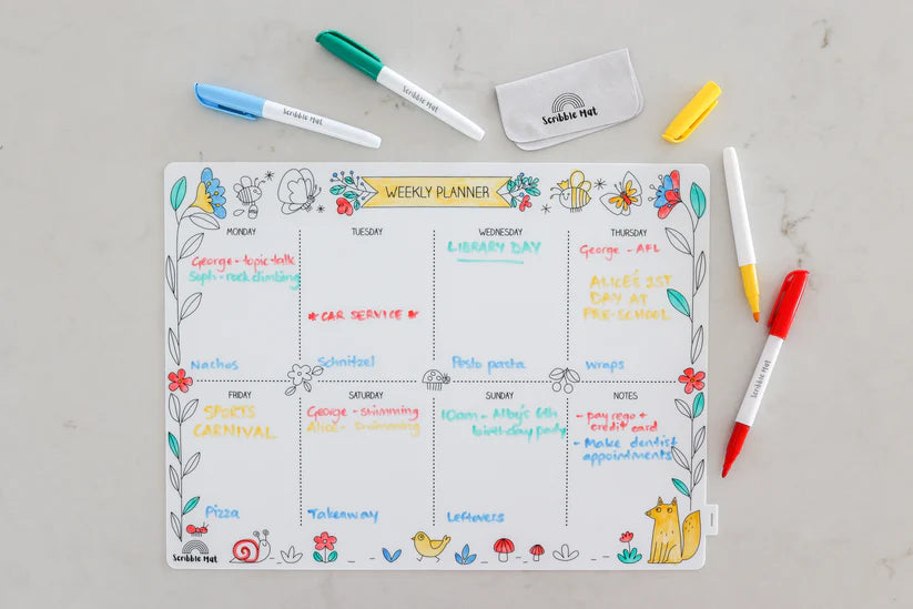 40x30cm Silicone Scribble Mat - Weekly Planner