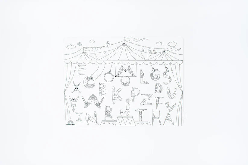 40x30cm Silicone Scribble Mat - Alphabet Acrobats (mat only, no pens or pouches)