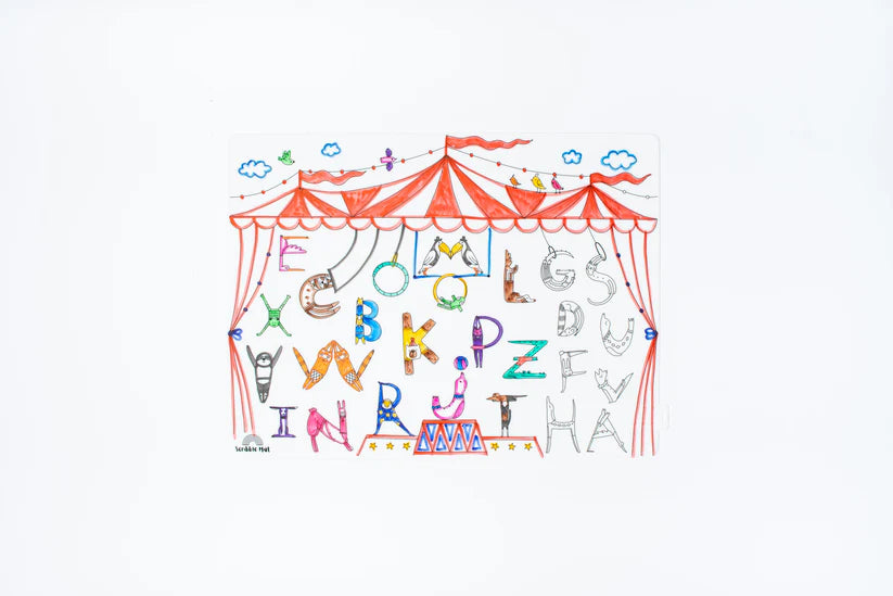 40x30cm Silicone Scribble Mat - Alphabet Acrobats (mat only, no pens or pouches)
