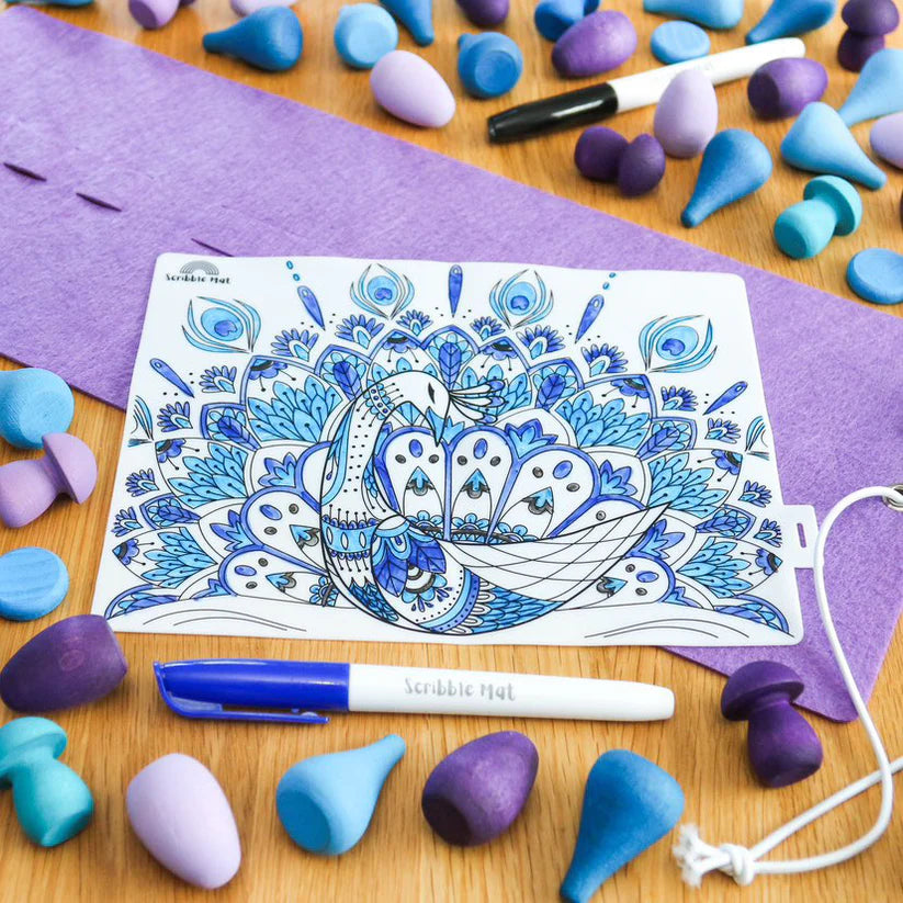 20x15cm Silicone Scribble Mat - Peacock Mandala