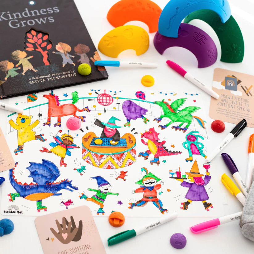40x30cm Silicone Scribble Mat - Everyone's Invited (mat only, no pens or pouches)