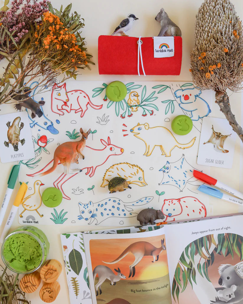 40x30cm Silicone Scribble Mat - Baby Australian Animals