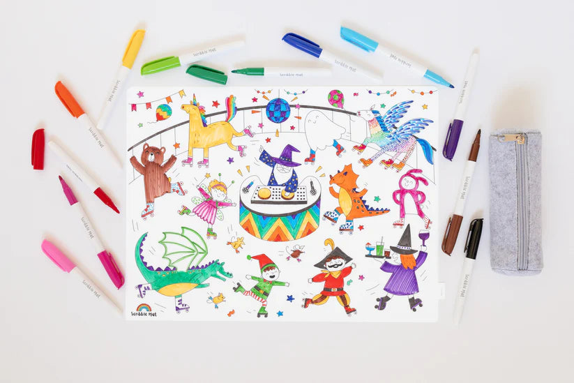 40x30cm Silicone Scribble Mat - Everyone's Invited (mat only, no pens or pouches)
