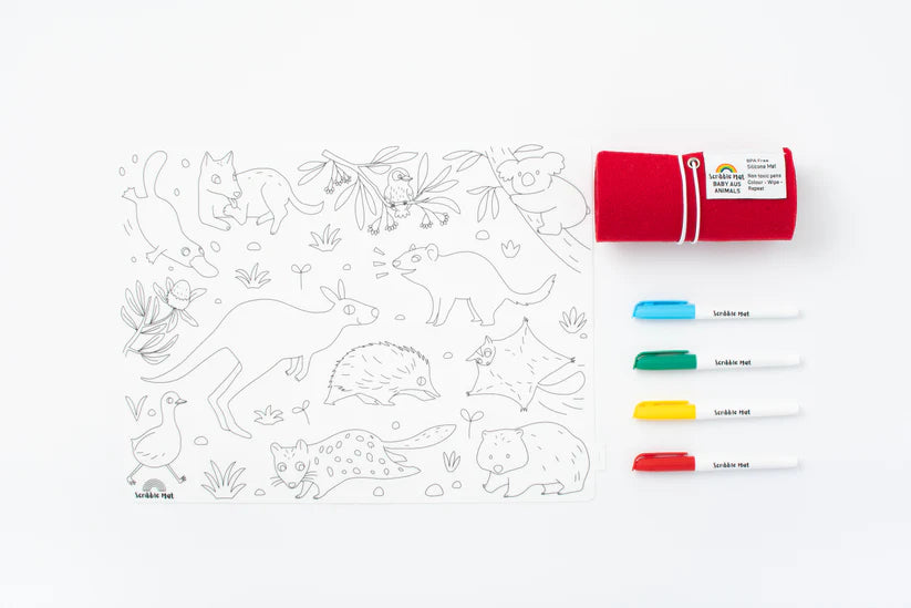 40x30cm Silicone Scribble Mat - Baby Australian Animals