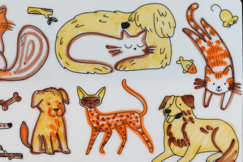 20x15cm Silicone Scribble Mat - Cats & Dogs