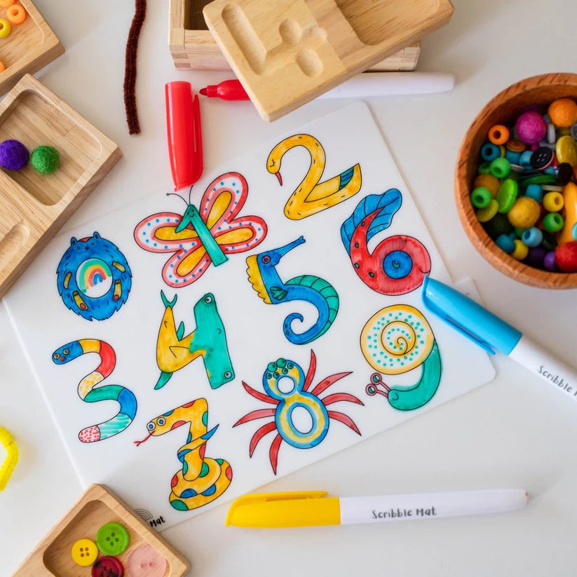 20x15cm Silicone Scribble Mat - Number Fun (mat only, no pens or pouches)