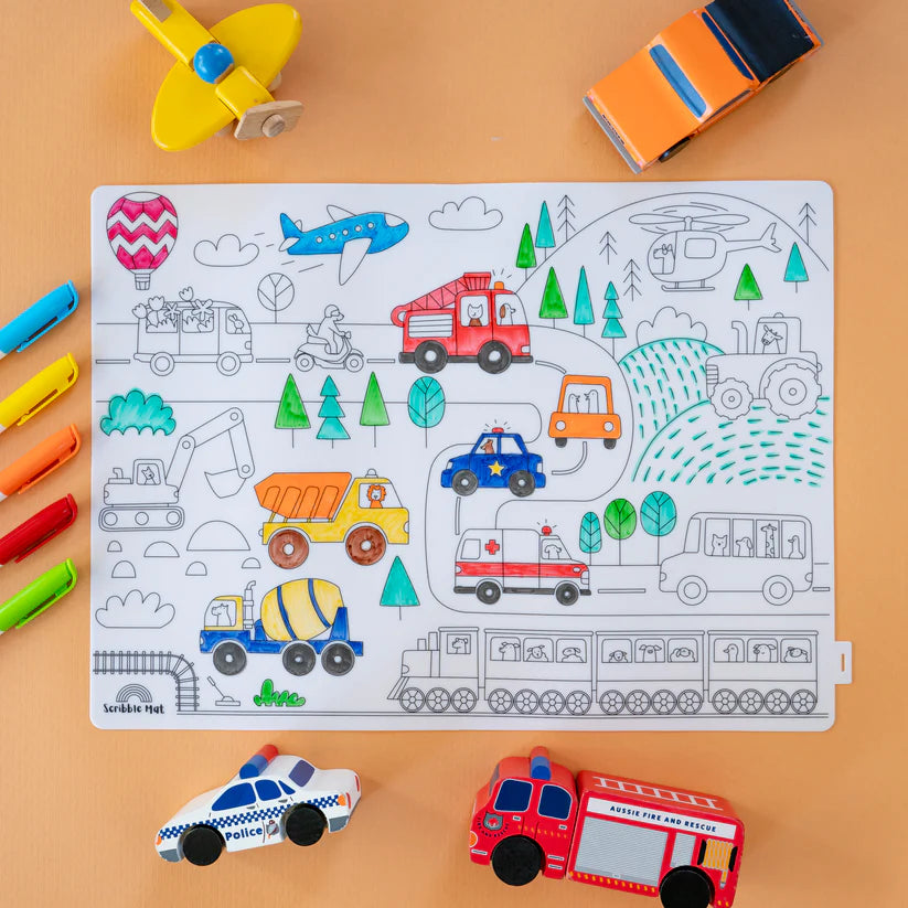 40x30cm Silicone Scribble Mat - Movers & Markers (mat only, no pens or pouches)