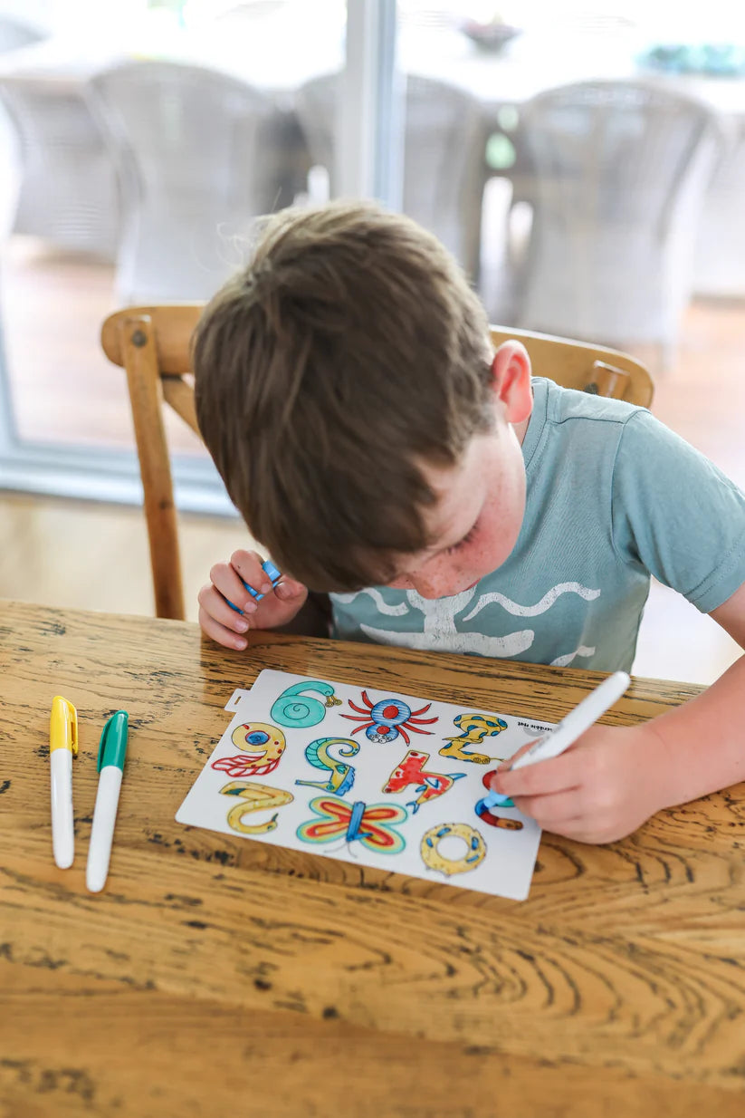 20x15cm Silicone Scribble Mat - Number Fun (mat only, no pens or pouches)