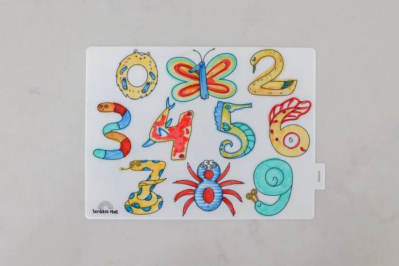 20x15cm Silicone Scribble Mat - Number Fun (mat only, no pens or pouches)