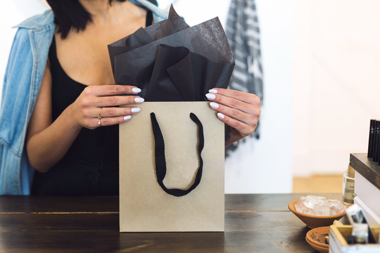 retail paper bag on counter