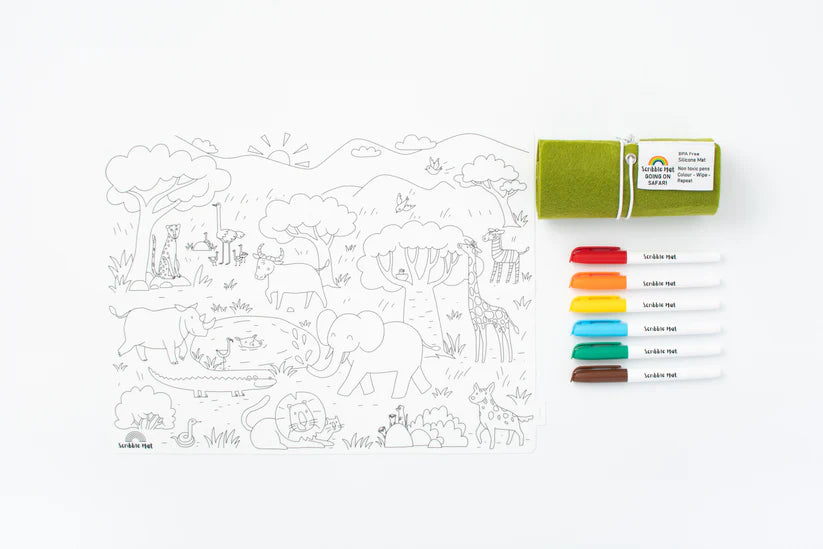 40x30cm Silicone Scribble Mat - Going On Safari