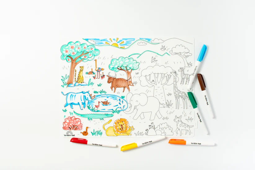 40x30cm Silicone Scribble Mat - Going On Safari
