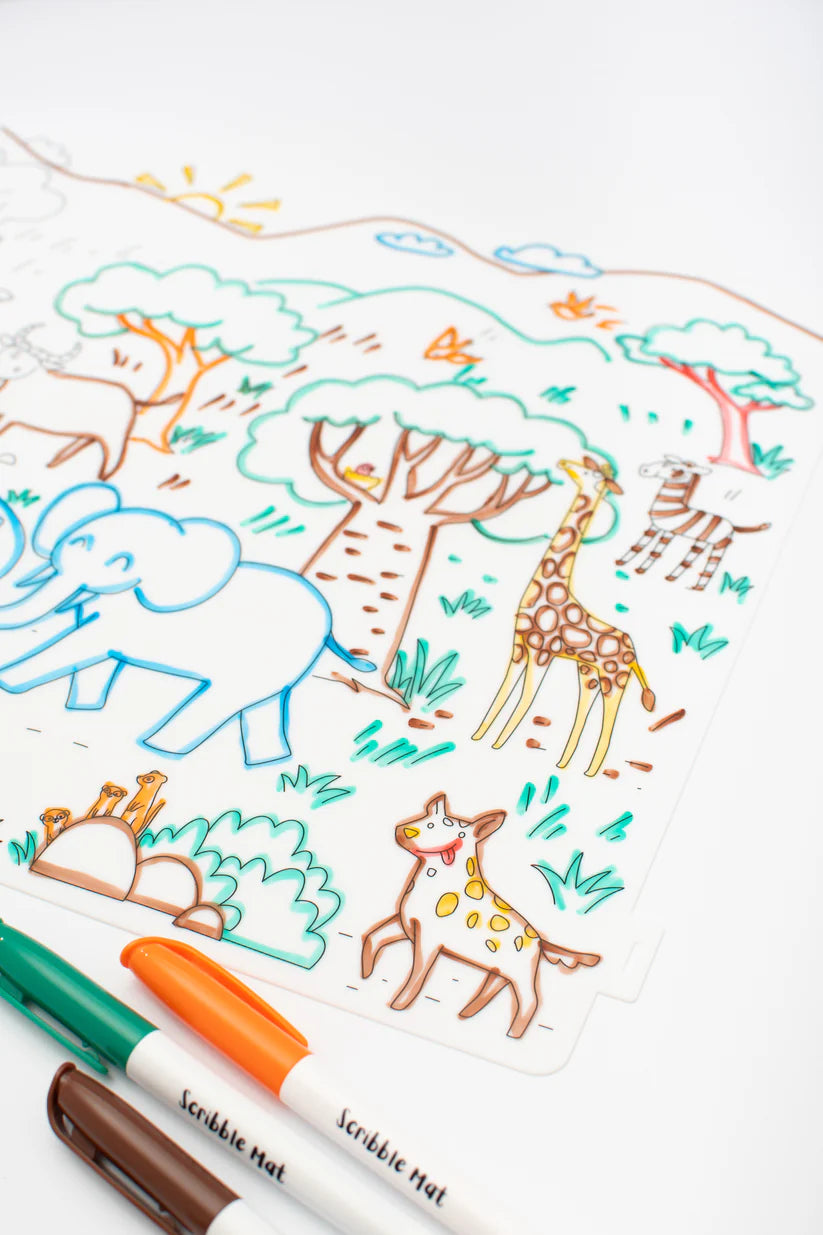 40x30cm Silicone Scribble Mat - Going On Safari